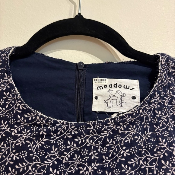 Anthropologie Meadows Amaryllis Floral Dress Navy Floral Altered Size 8 - Picture 6 of 11